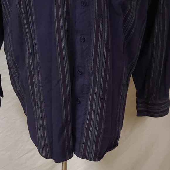 Loafers Reed St James Mens XL Purple Striped Long Sleeve Button Up Shirt - Picture 4 of 11